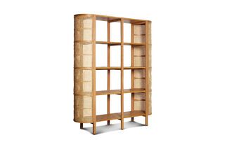 Solid beech and rattan shelf Baerum