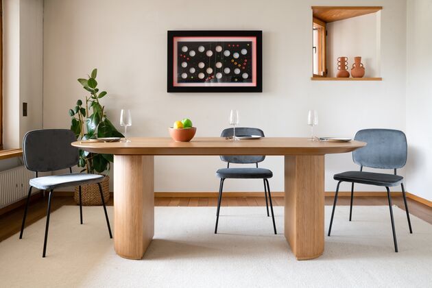 Large light wood dining table Solna