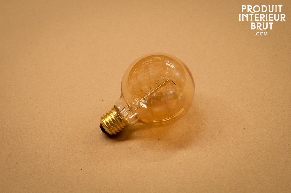 Large globe bulb with a filament in a decorative spiral