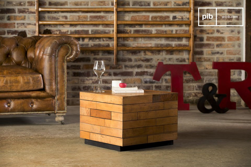 Elegant, compact coffee table made from old wooden floors