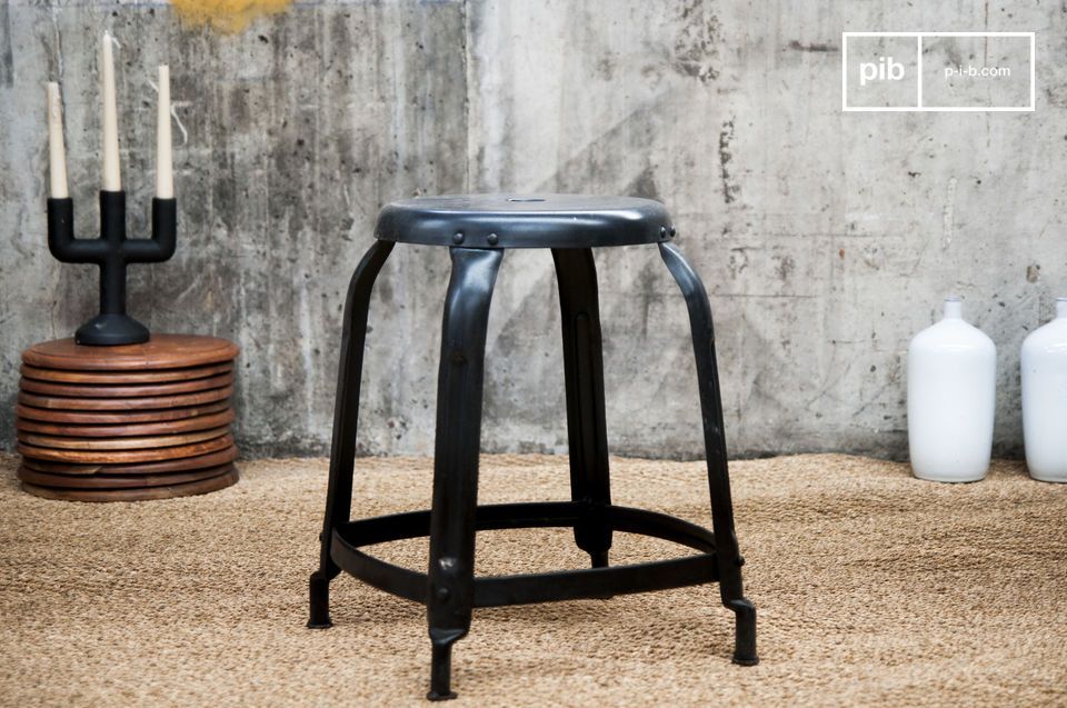 Beautiful black metal workshop stool.