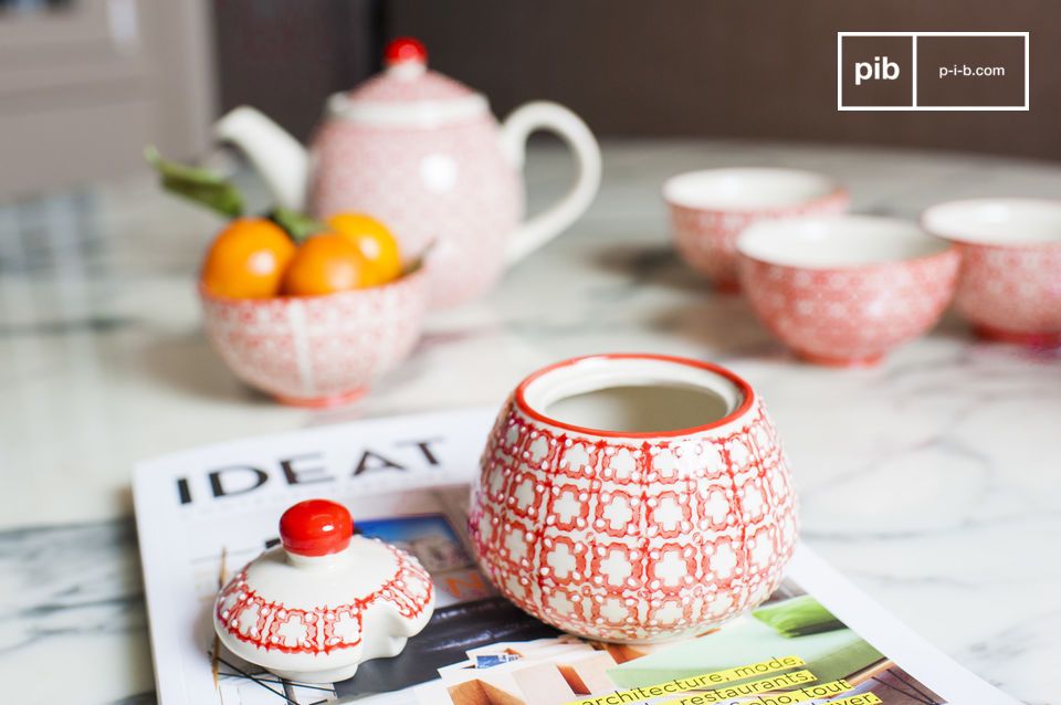 A nice ceramic sugar bowl.