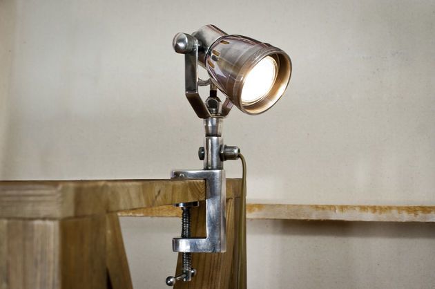 Silver metal clamp lamp Vail