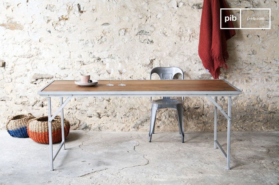 Beautiful teak table in industrial style.