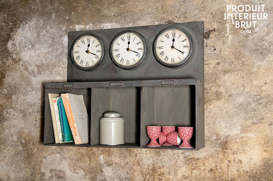 Three-clock box shelves