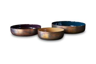 Three enamelled Thalie bowls