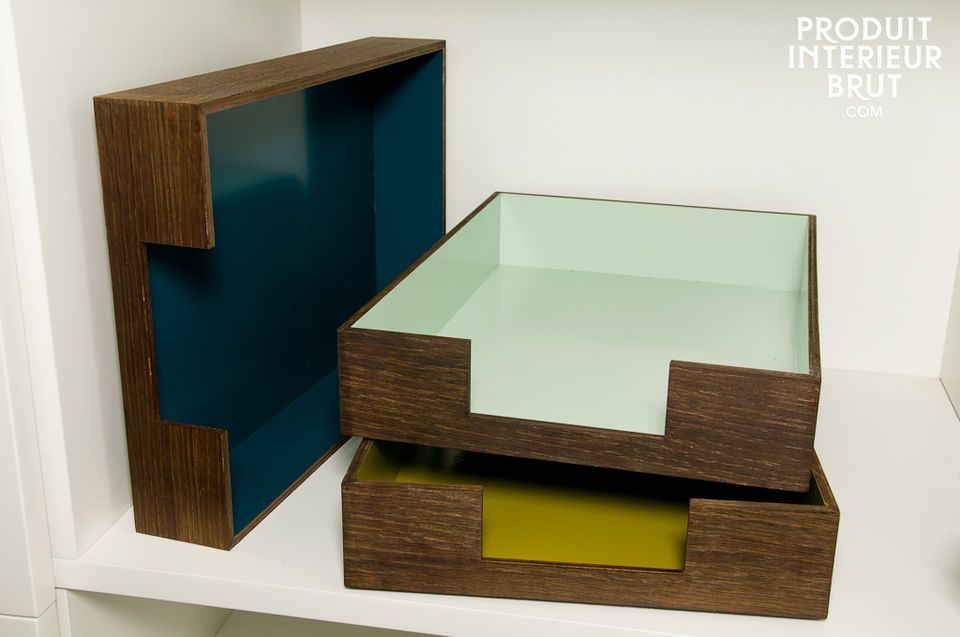 Three tricolour document trays