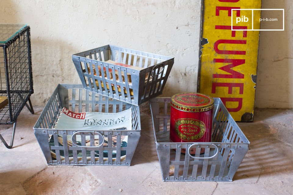 3 nice metal baskets for storage.