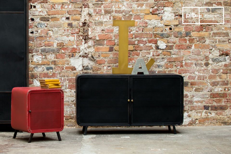 1950s buffet accompanied by a red bedside table.