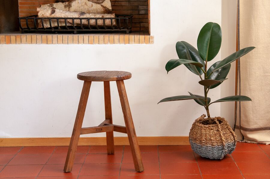 Using a stool as a plant stand