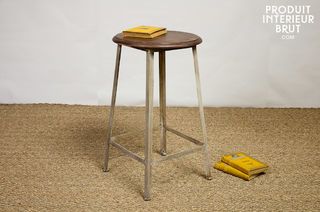 Varnished wood and metal stool