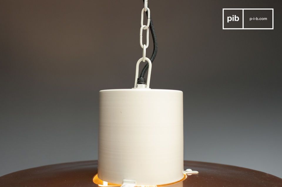 The luminaire is composed of two creamy white central parts.