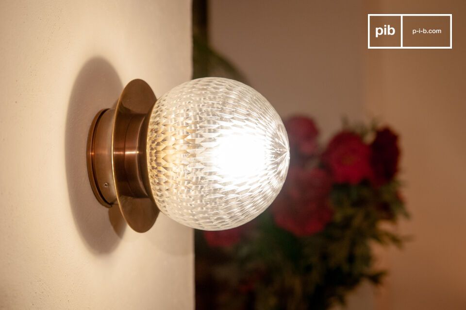 Watertight glass and gold brass wall sconce Mund