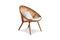 Miniature Honey oak-colored solid ash armchair with wicker Cocon Clipped