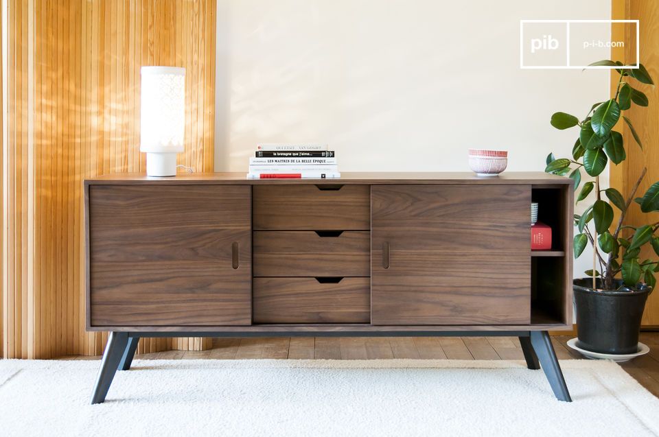 Beautiful storage unit in dark walnut.