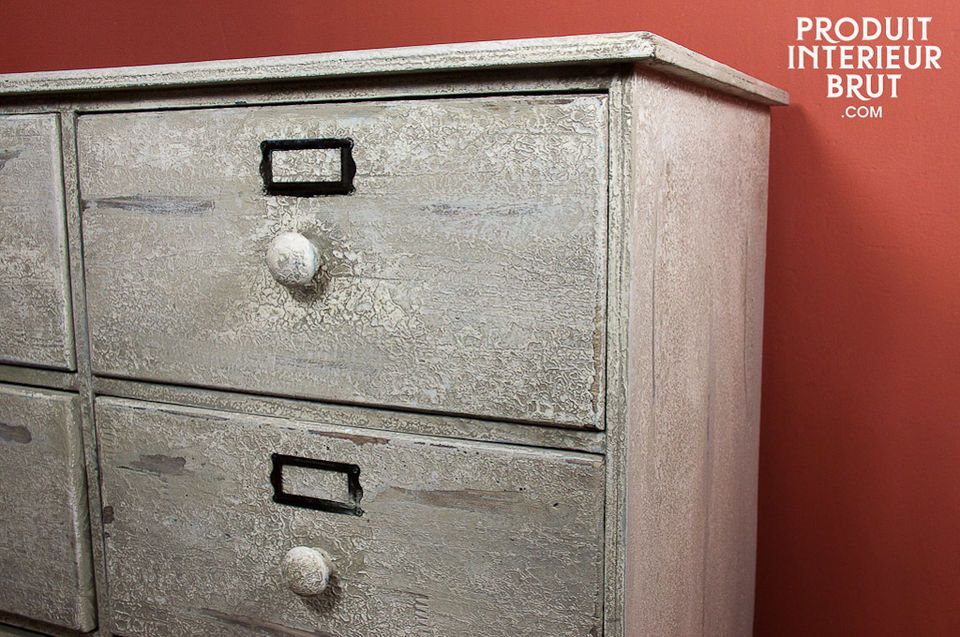 Eight-drawer distressed wood chest