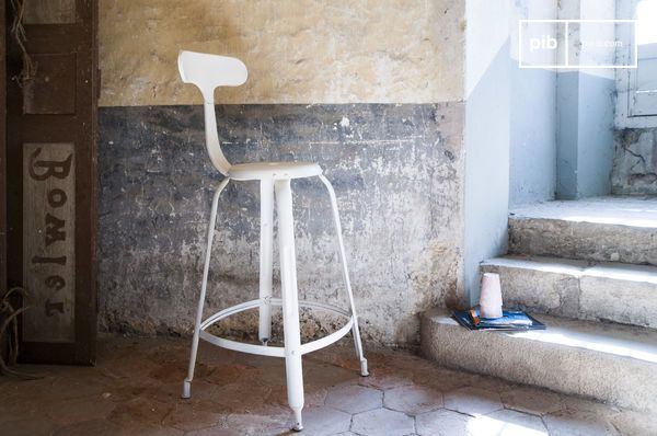 White Barstool With Rivets Entirely, White Bar Stool With Backrest