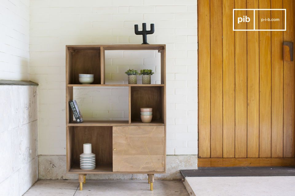 Beautiful wooden and brass bookcase.