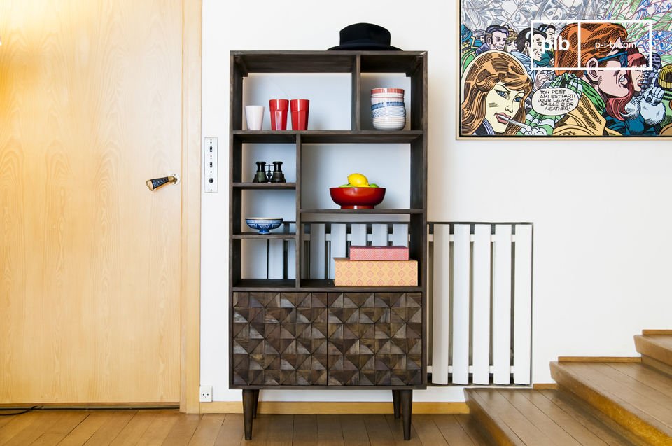 Beautiful dark wooden bookcase.