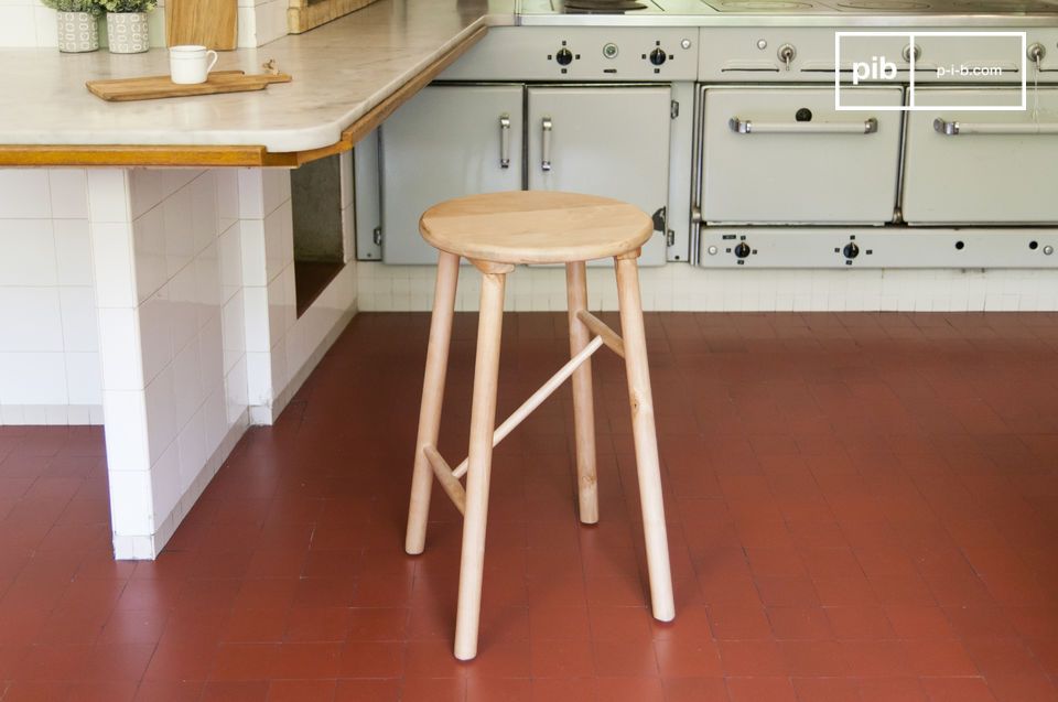 Beautiful stool made entirely of birch wood.