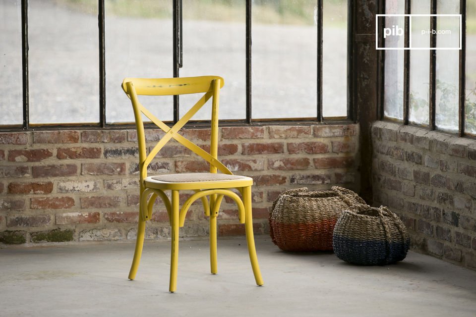 Nice chair with a sunny yellow bistro look.