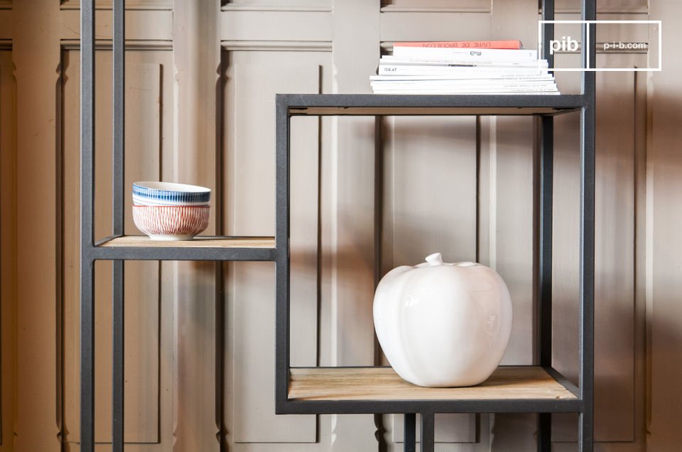 Elegant shelfs made of wood and metal